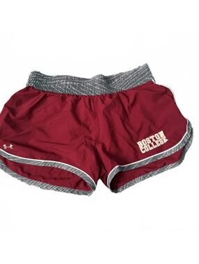 Under Armour Boston College HeatGear Running Shorts Maroon Gray Womens LG
